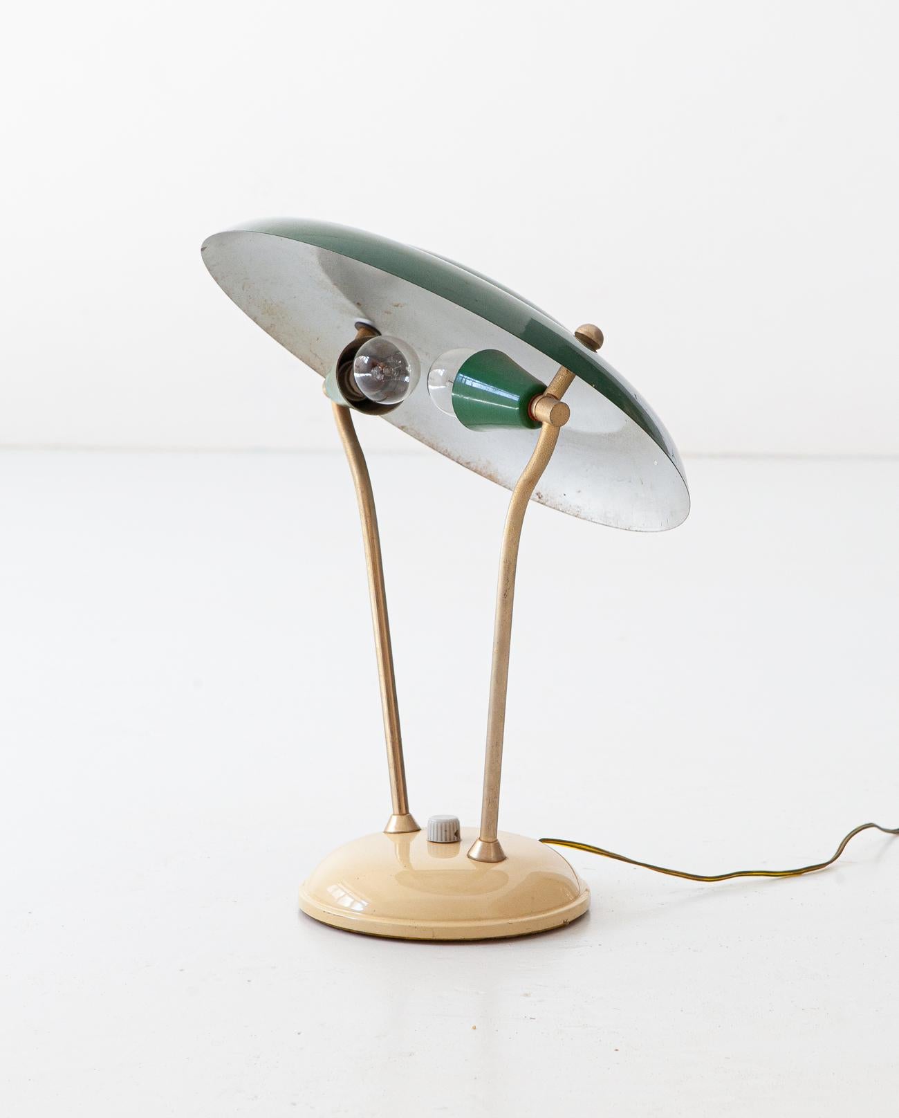 1950s Italian Green and Cream Table Lamp 1