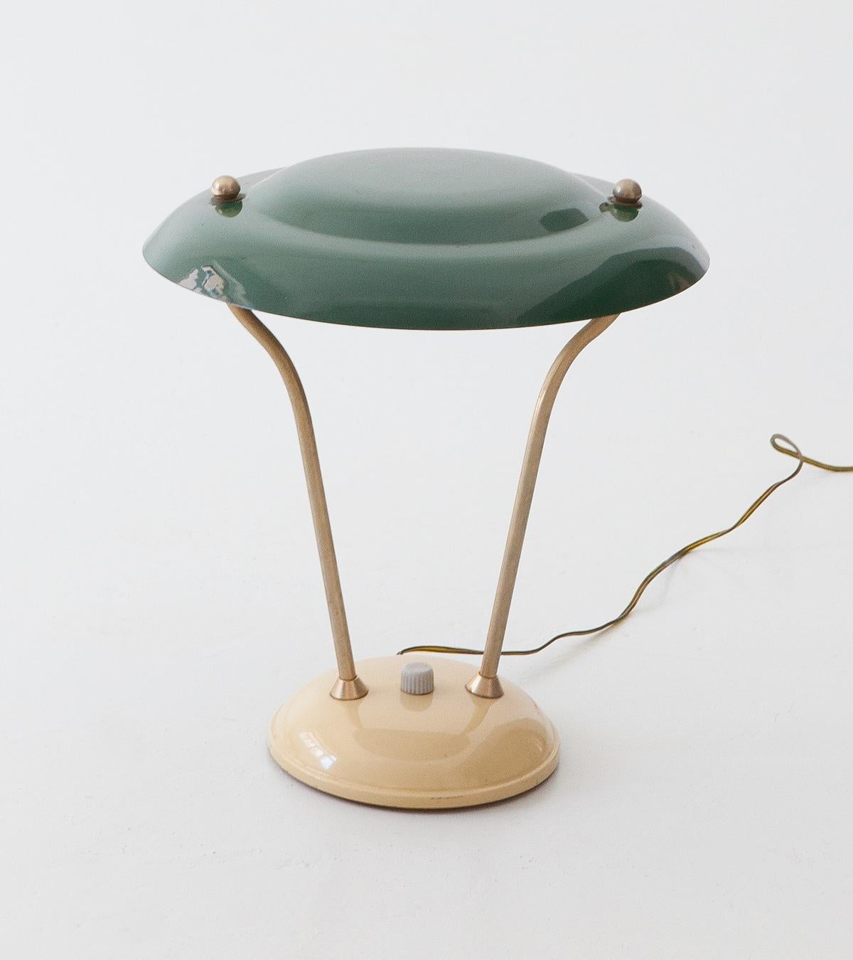 1950s Italian Green and Cream Table Lamp 2