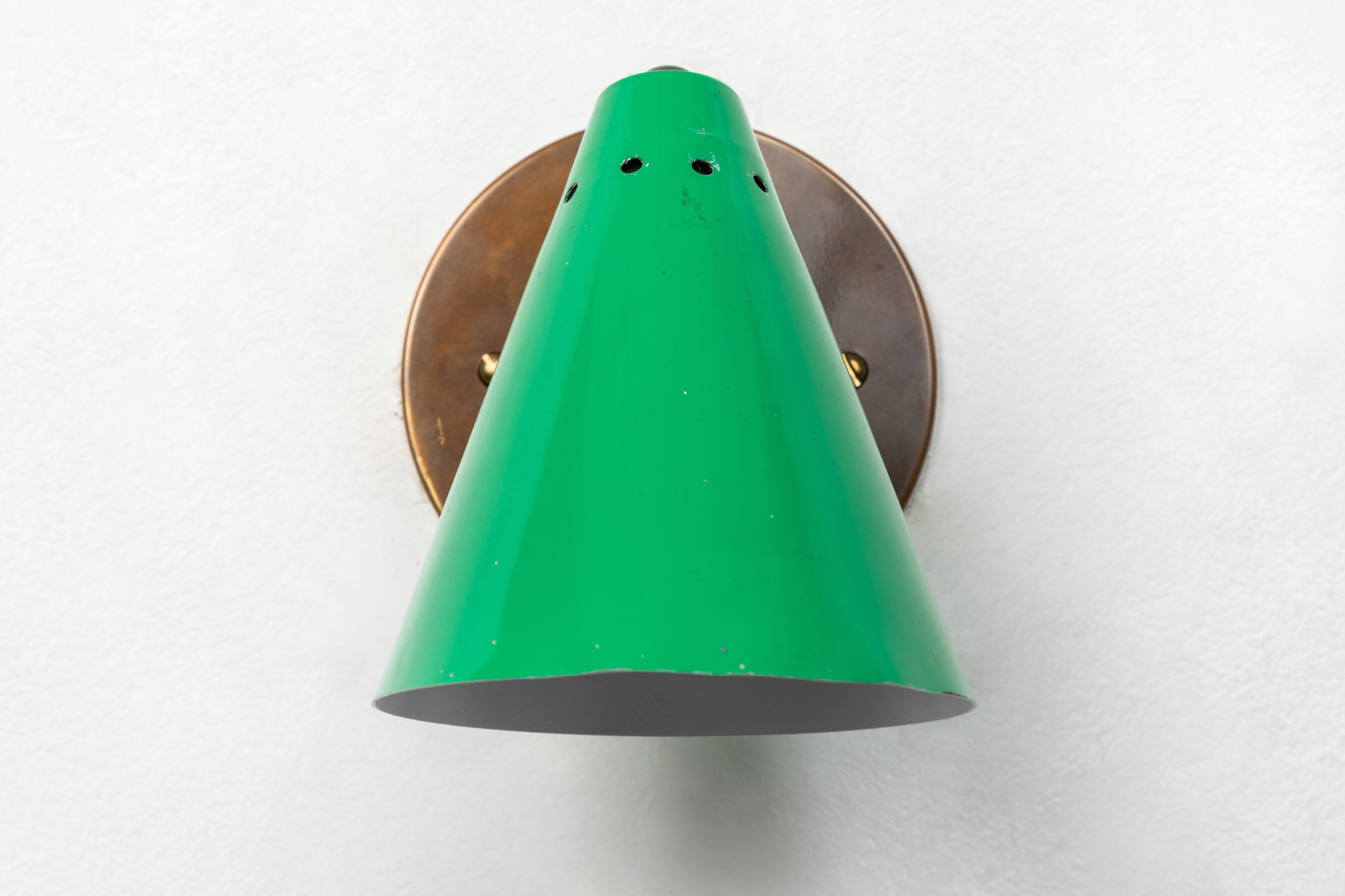 1950s Italian Green Cone Sconce in the Manner of Arteluce In Good Condition In Glendale, CA