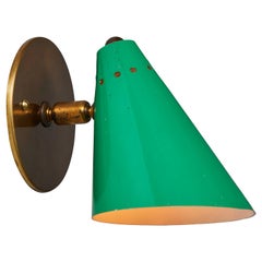 Applique cône verte italienne des années 1950 à la manière d'Arteluce