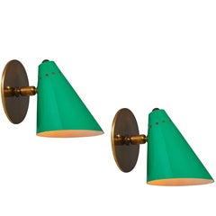 1950s Italian Green Cone Sconce in the Manner of Arteluce