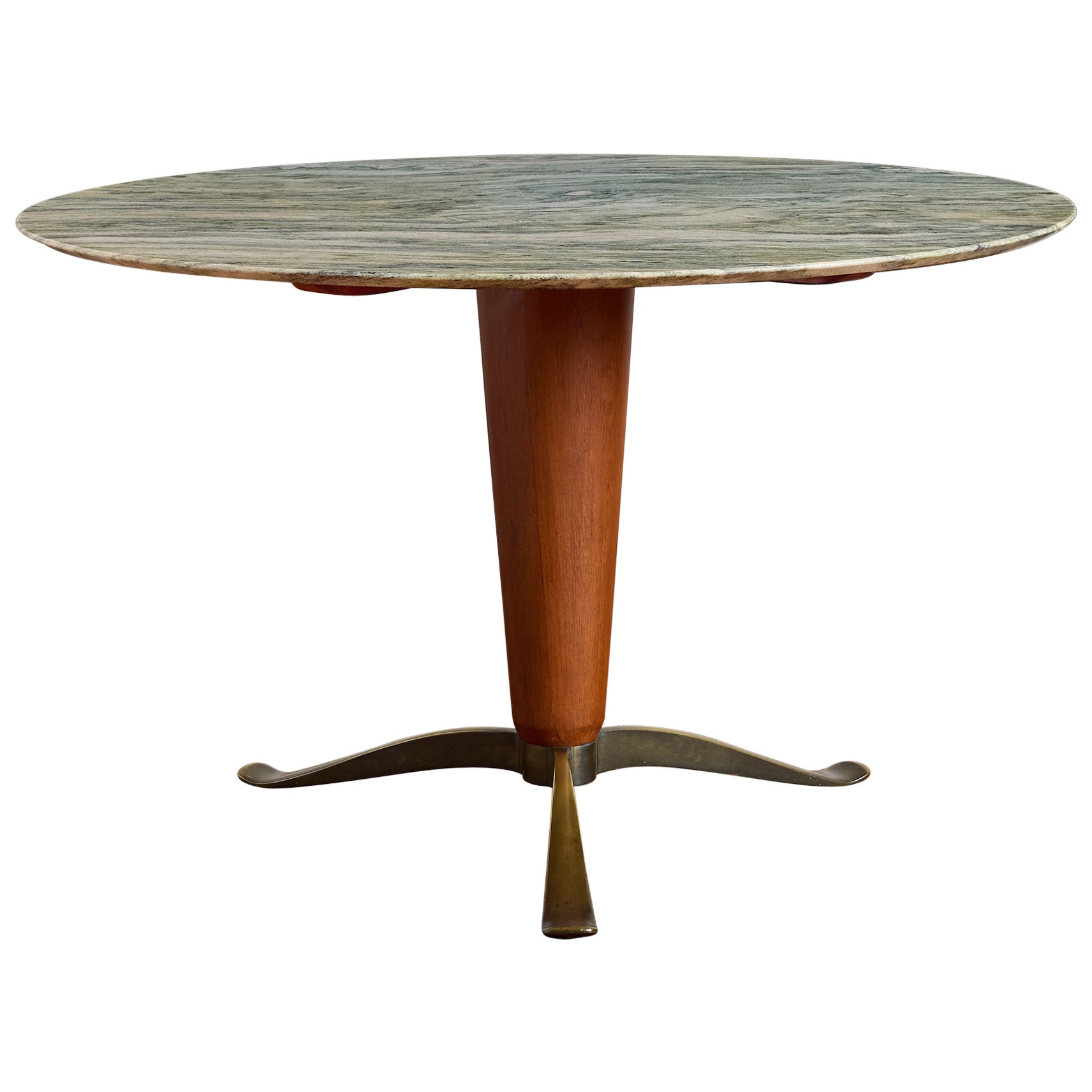 Mesa central de mármol verde italiano de los años 50 en venta