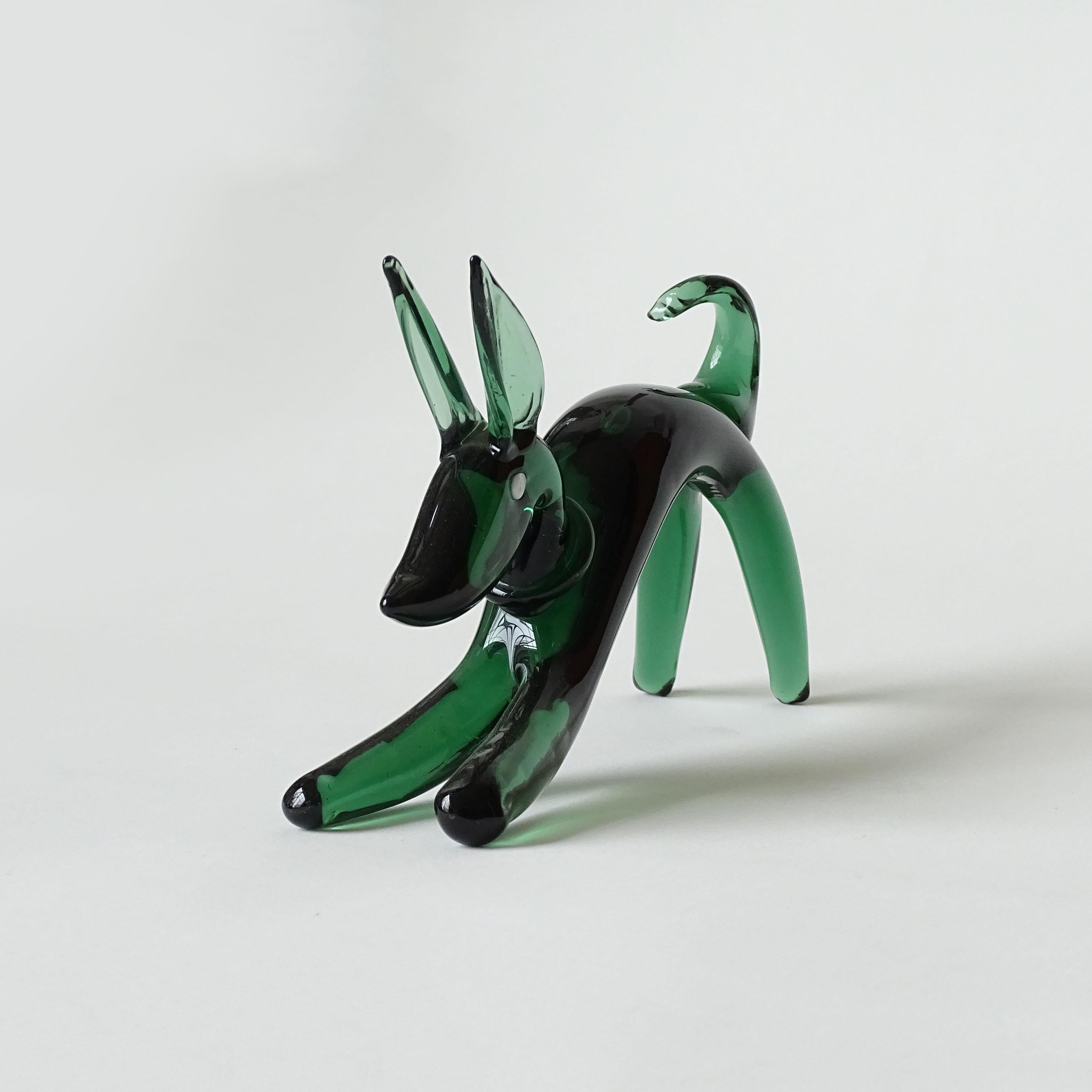 Mid-20th Century 1950s Italian Green Murano Glass Dog