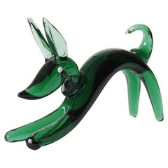 1950s Italian Green Murano Glass Dog