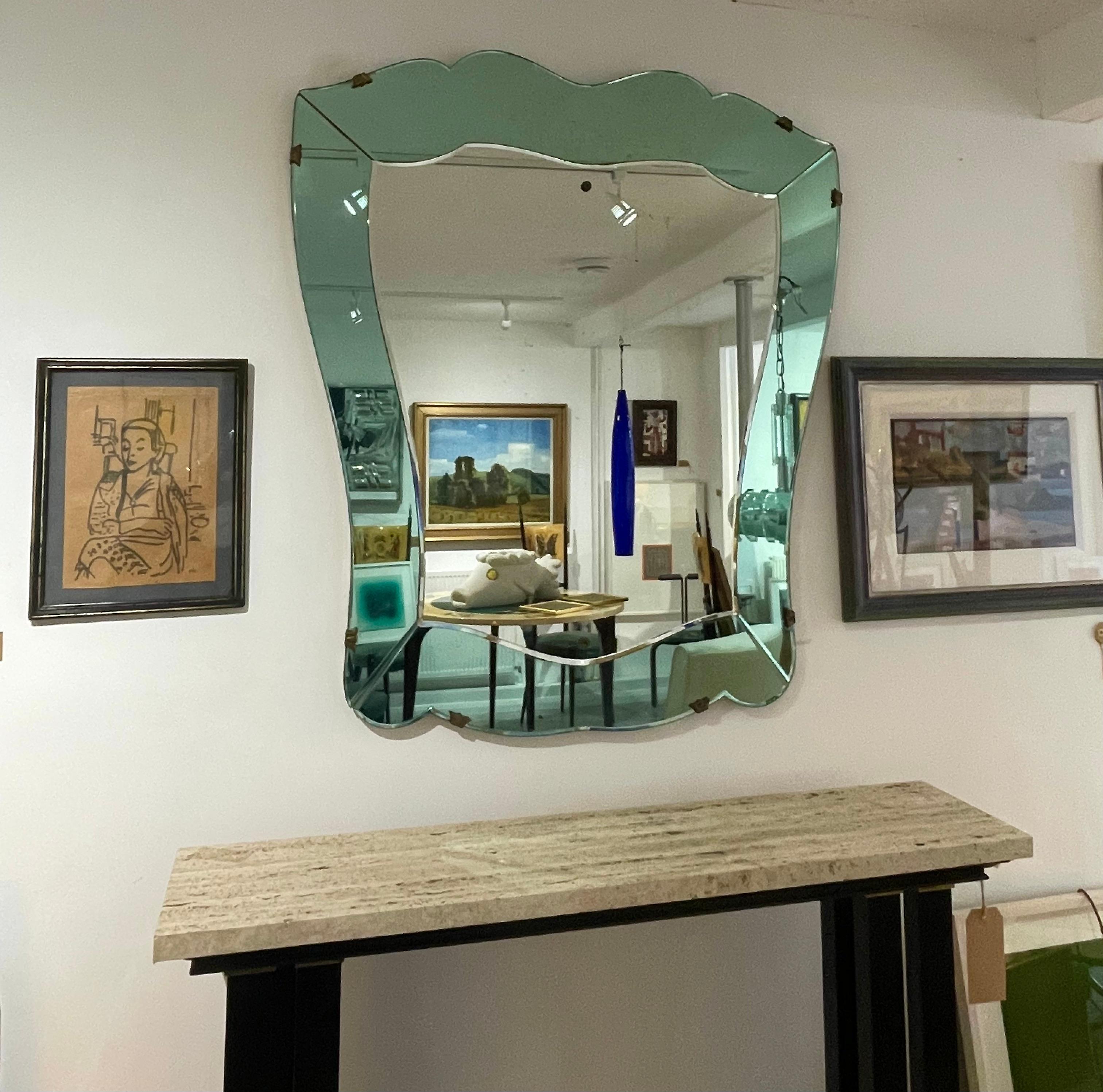1950s Italian green surround mirror For Sale 4