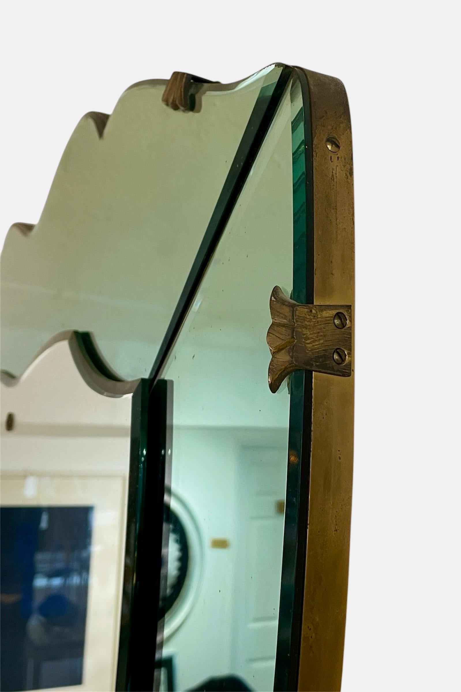 Mid-Century Modern 1950s Italian green surround mirror For Sale