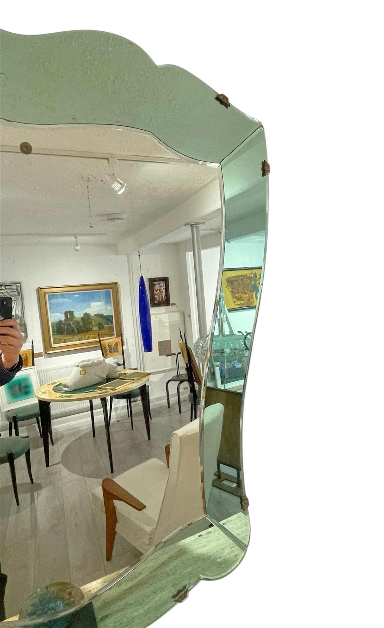 1950s Italian green surround mirror For Sale 1