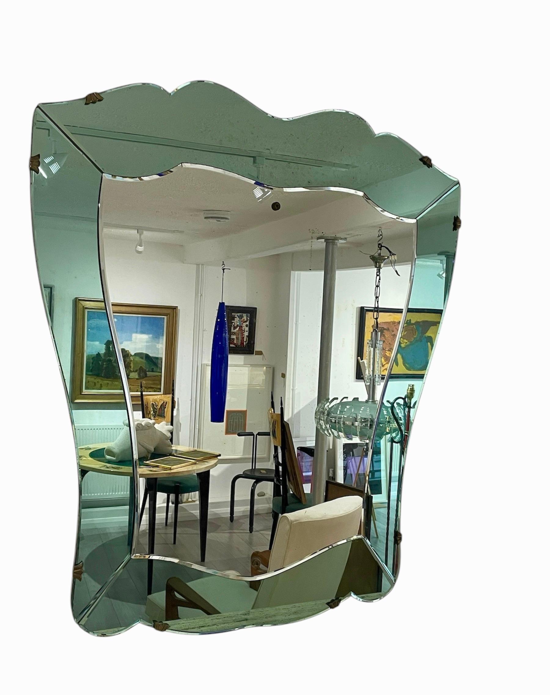 1950s Italian green surround mirror For Sale 2
