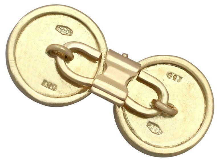 1950s Italian Guilloché Enamel and Yellow Gold Cufflinks For Sale at