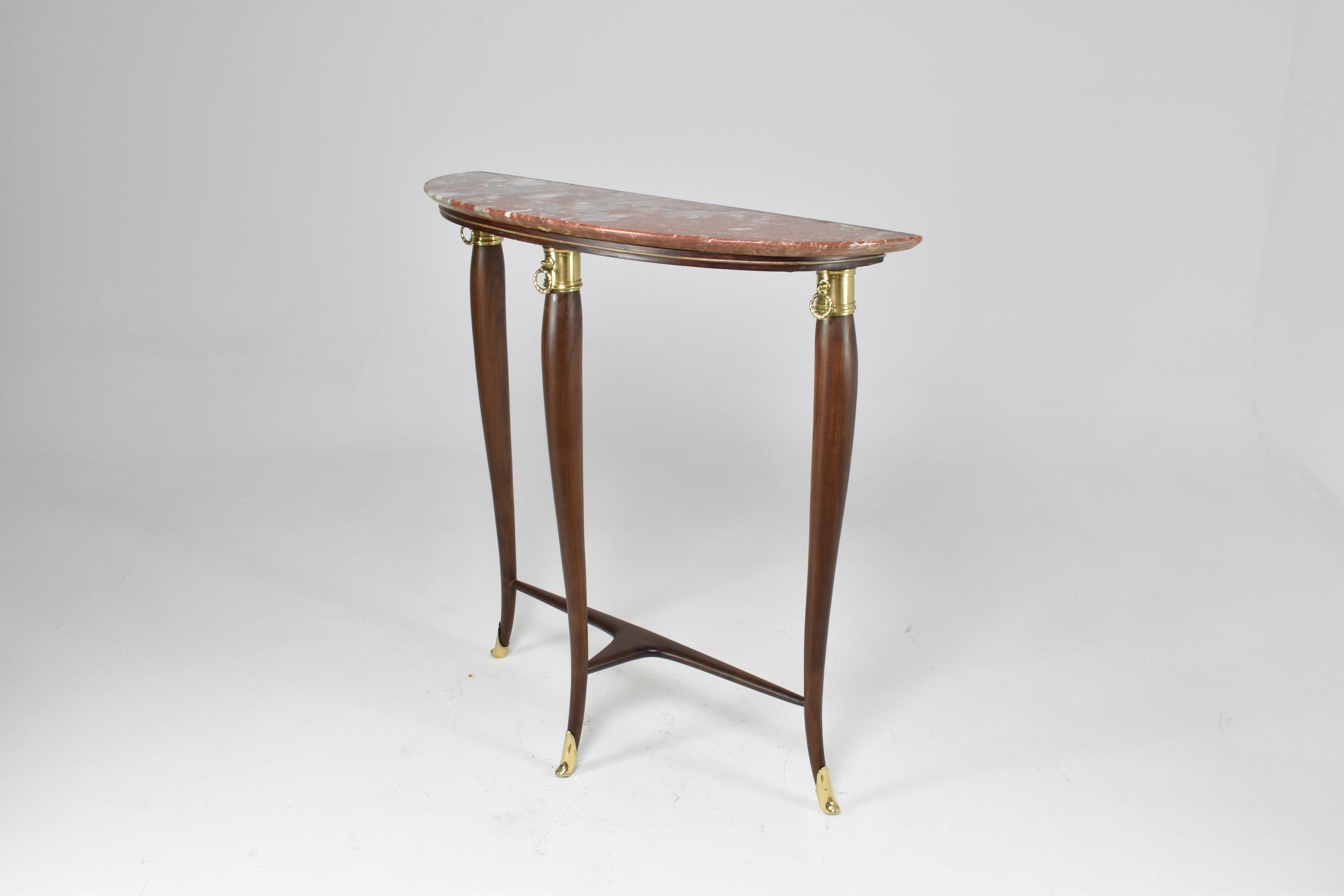 1950's Italian Half Moon Marble Console Table 5