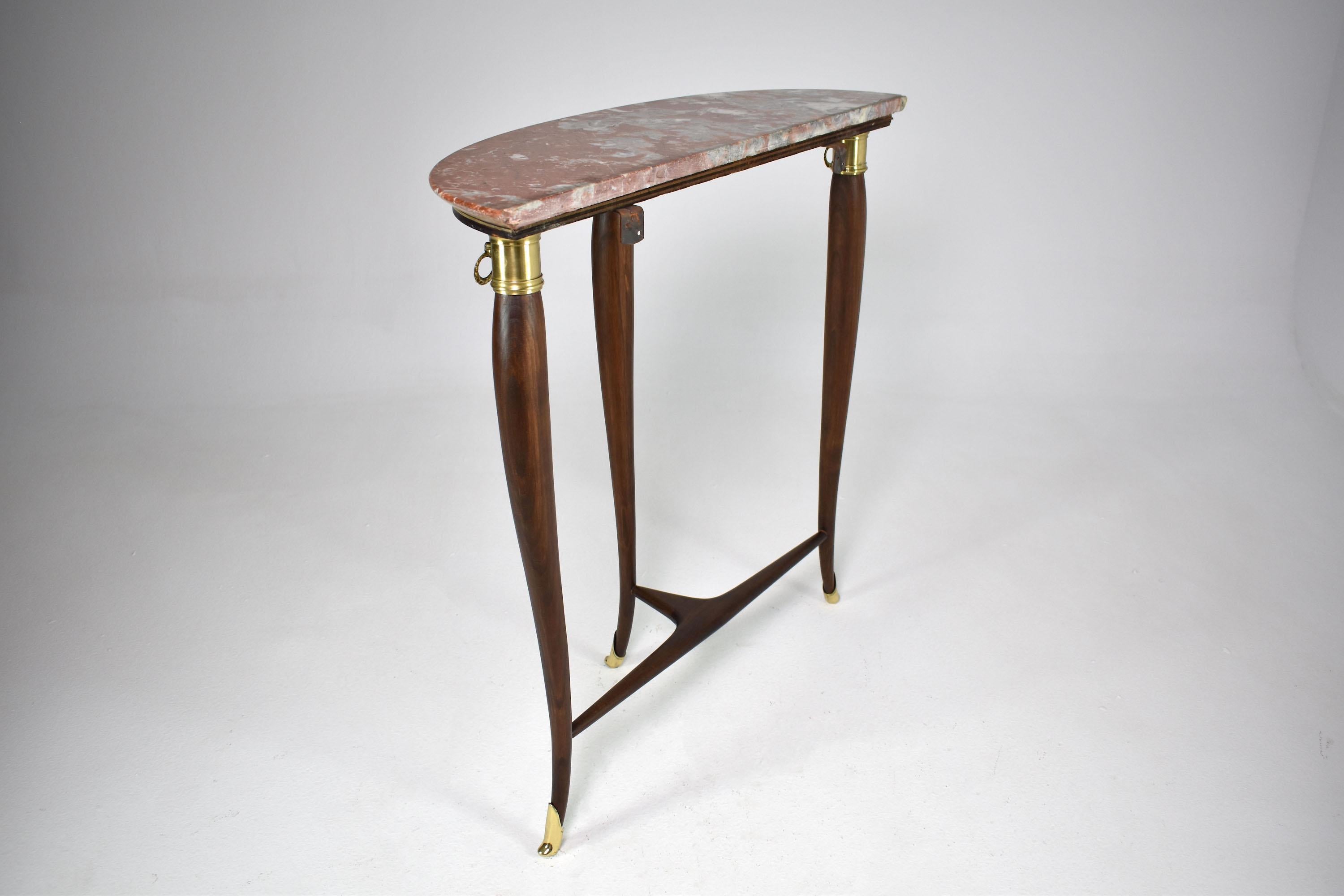1950's Italian Half Moon Marble Console Table 8