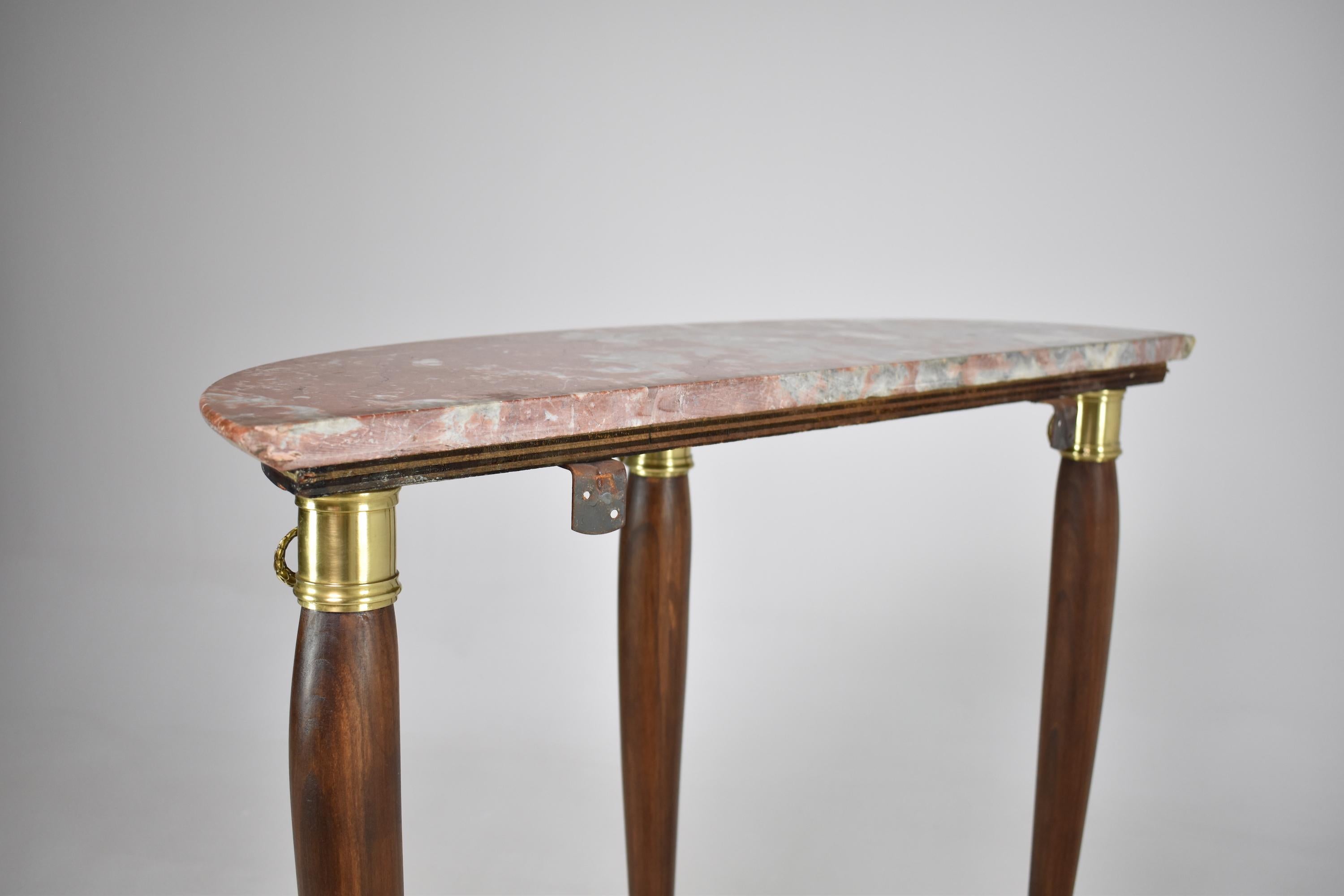 1950's Italian Half Moon Marble Console Table 9