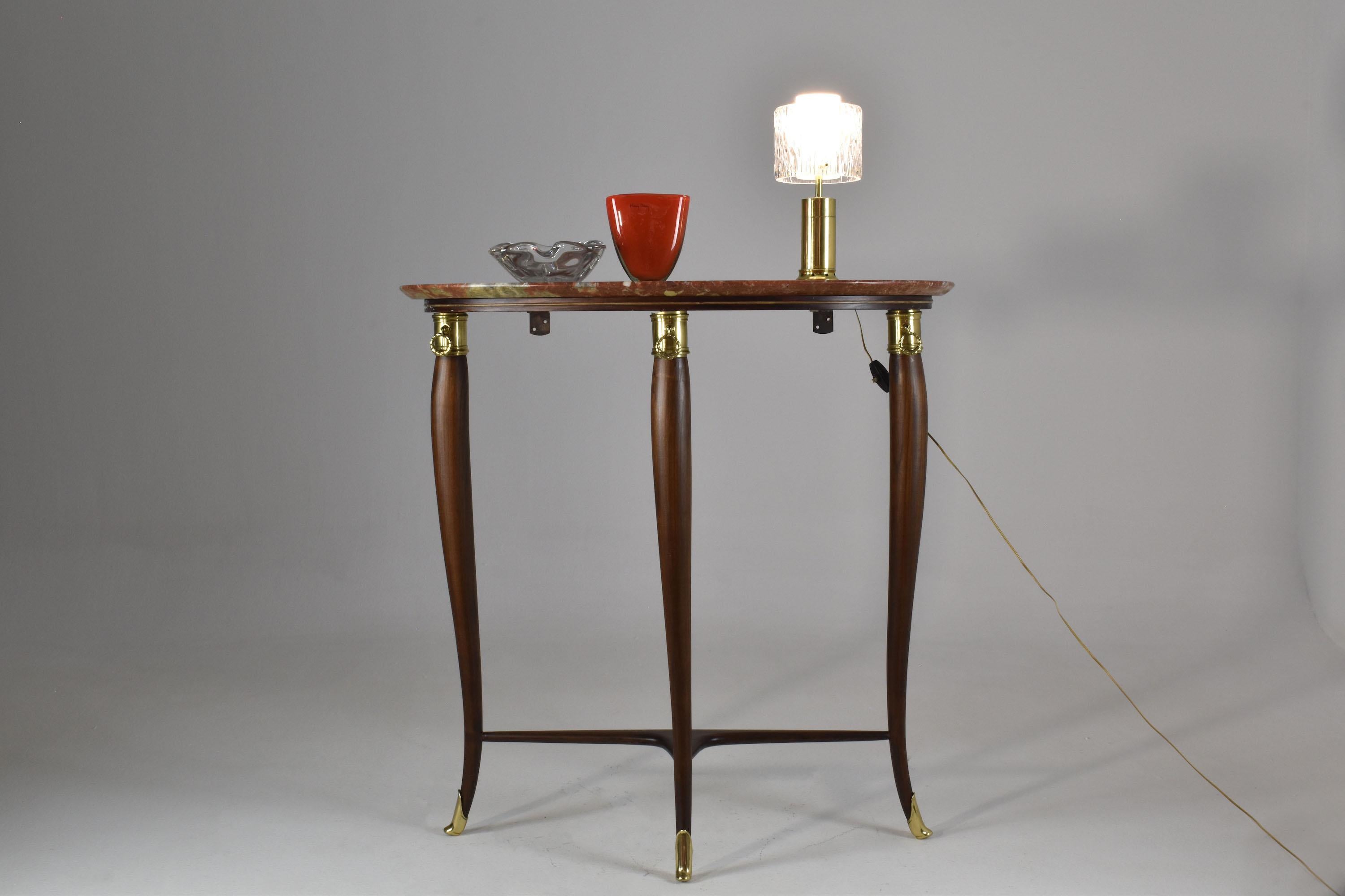 Mid-Century Modern 1950's Italian Half Moon Marble Console Table