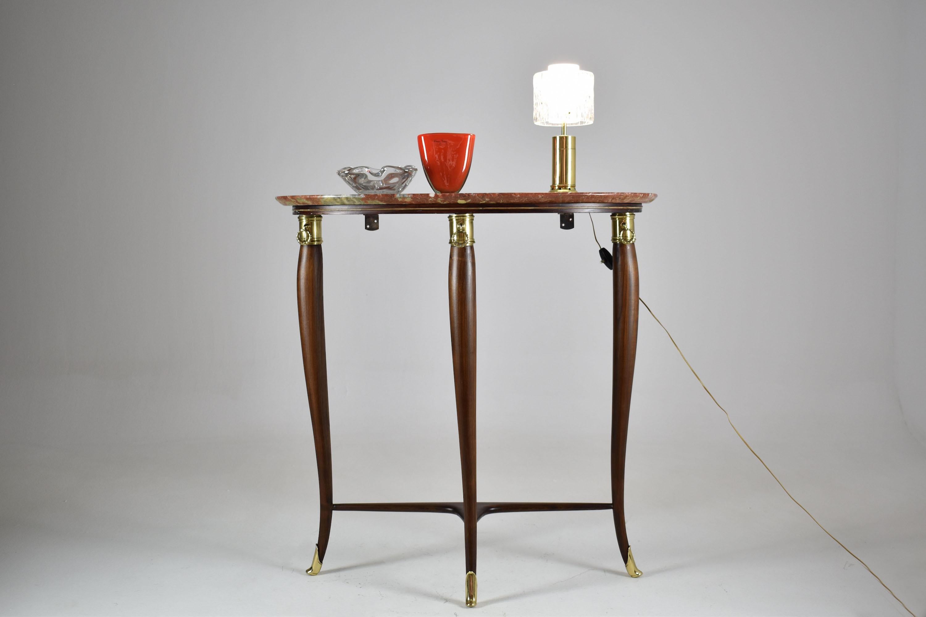 1950's Italian Half Moon Marble Console Table In Good Condition In Paris, FR