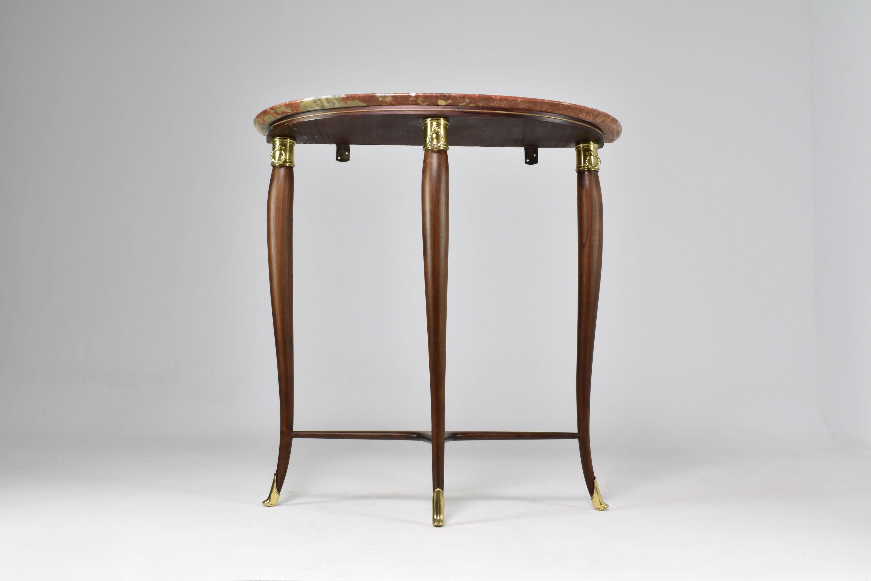 1950's Italian Half Moon Marble Console Table 3