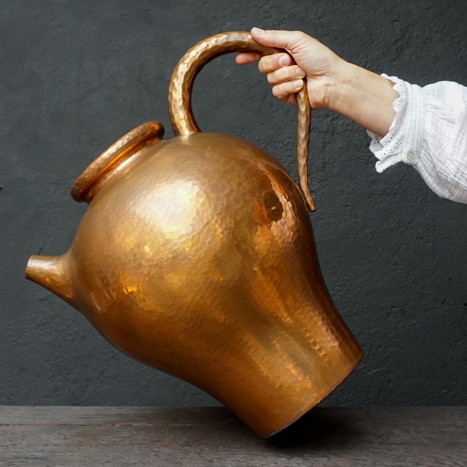 1950s Italian Hand Hammered Copper Pitcher or Jug in Egidio Casagrande Style 8