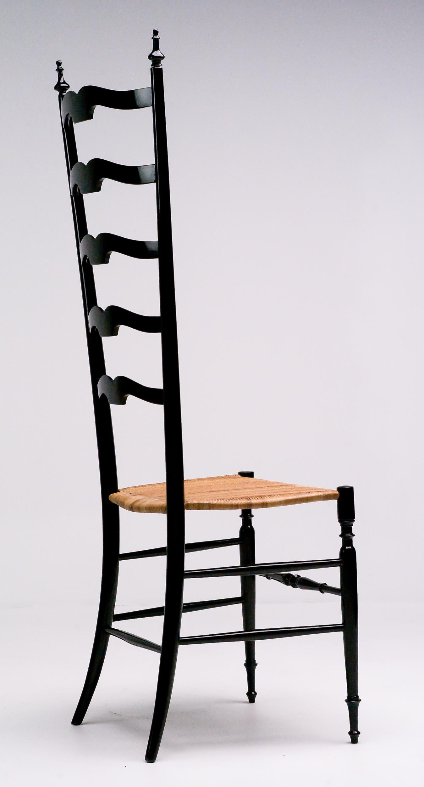 Mid-Century Modern 1950s Italian High Back Lacquered Chiavari Chair