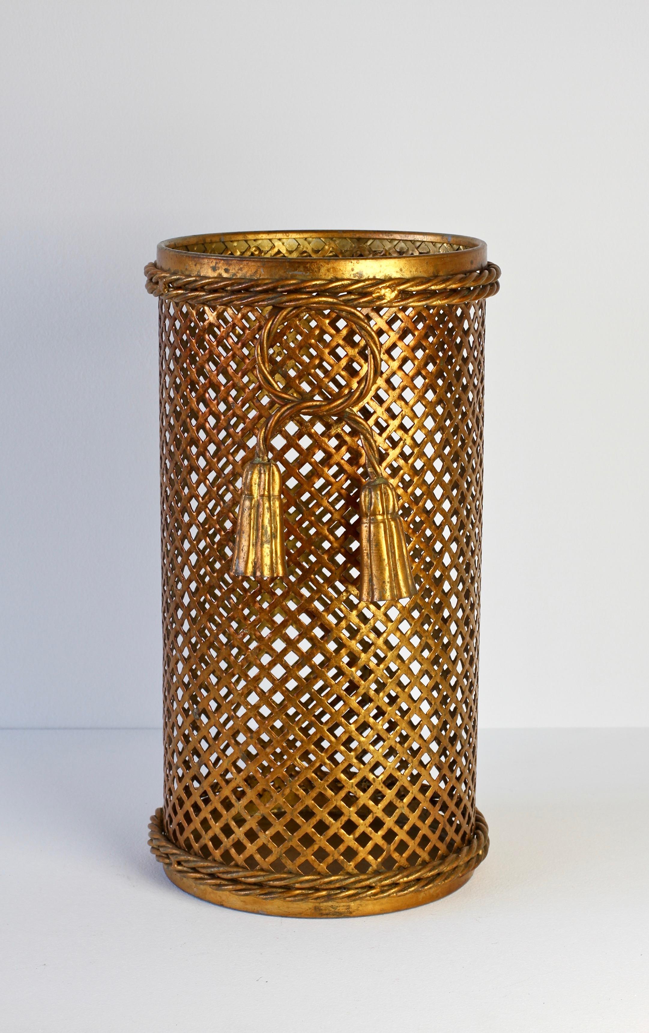 1950s Italian Hollywood Regency Gold Gilded Umbrella Stand or Waste Paper Basket 4