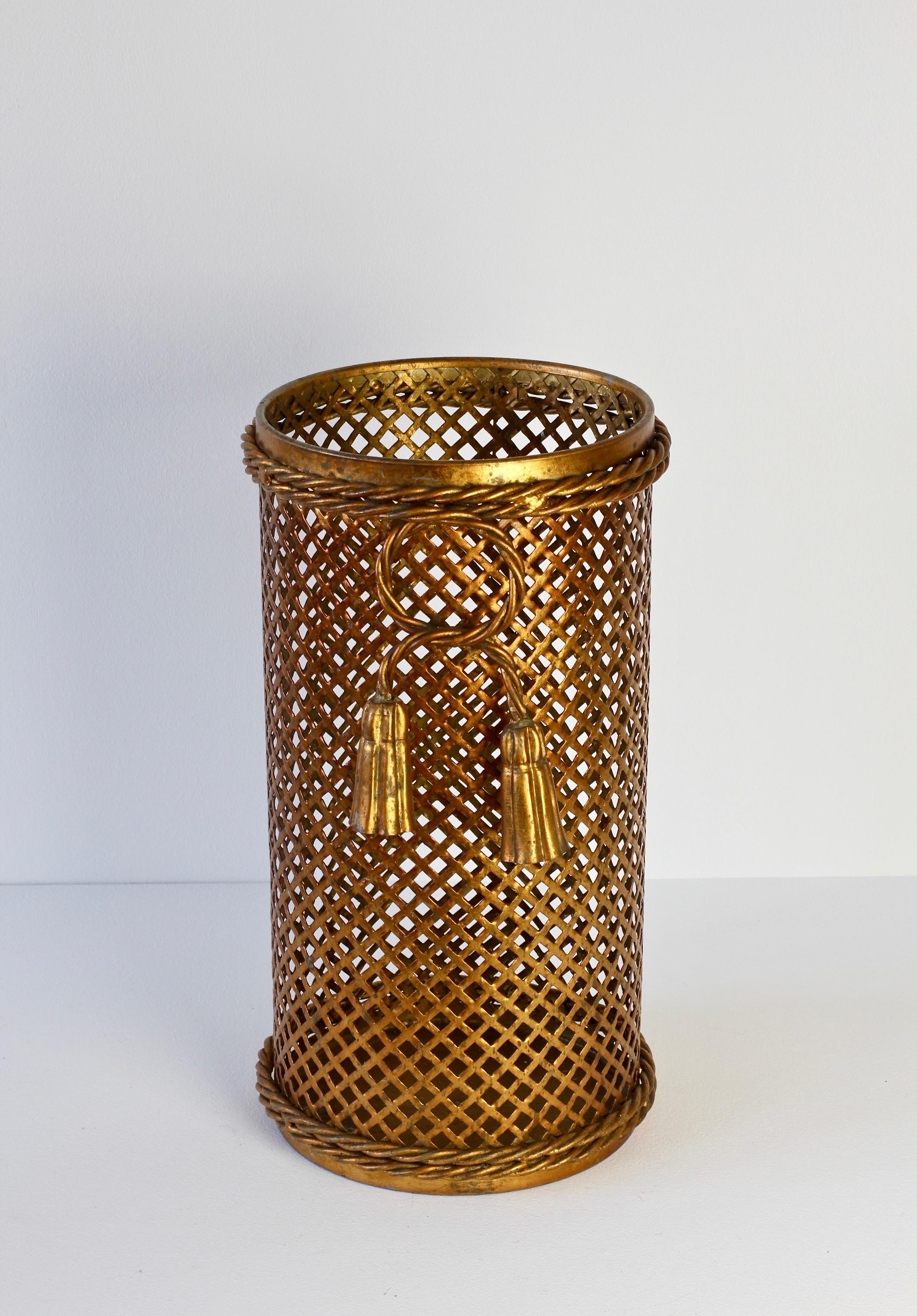 1950s Italian Hollywood Regency Gold Gilded Umbrella Stand or Waste Paper Basket 5