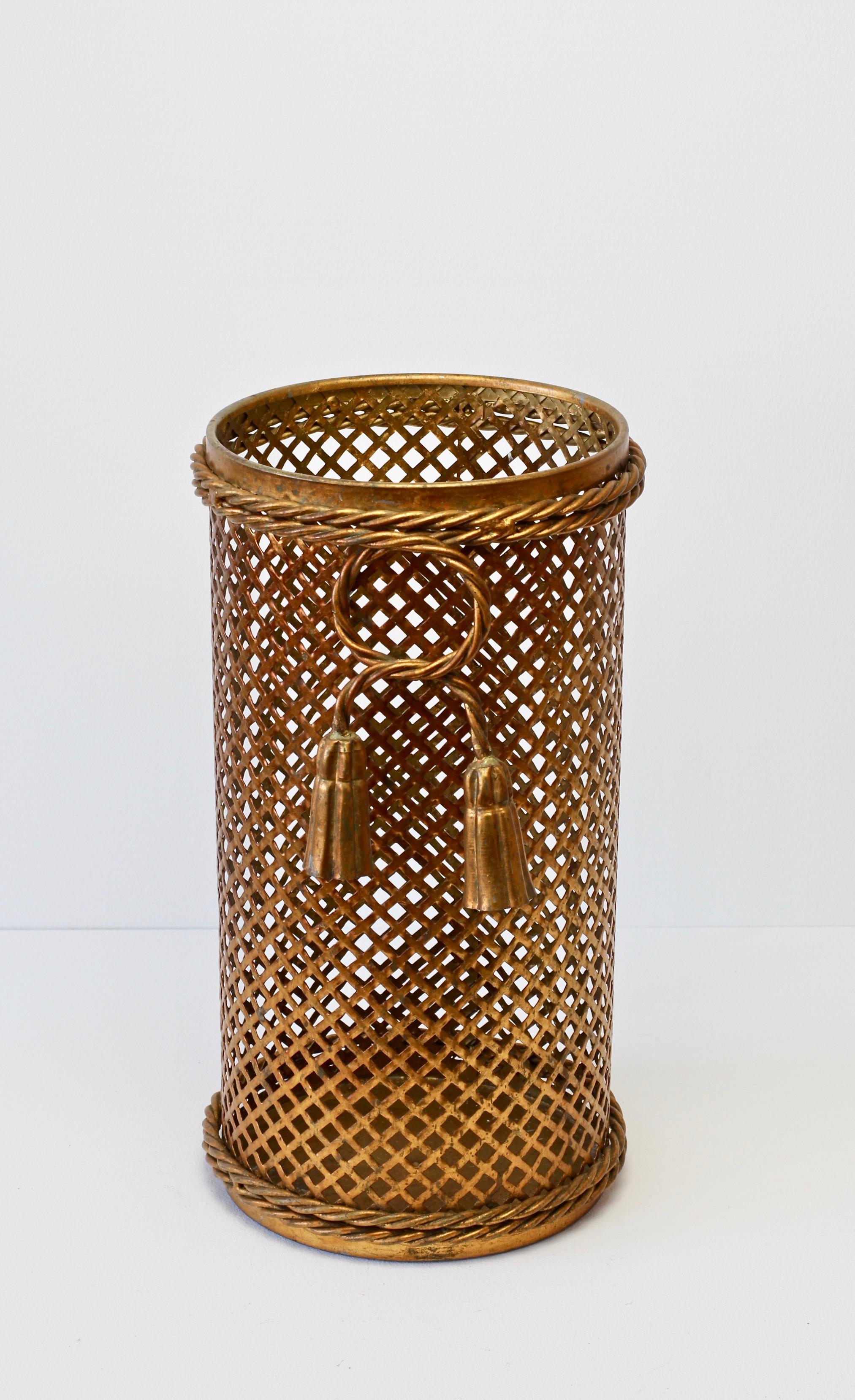 1950s Italian Hollywood Regency Gold Gilded Umbrella Stand or Waste Paper Basket 6