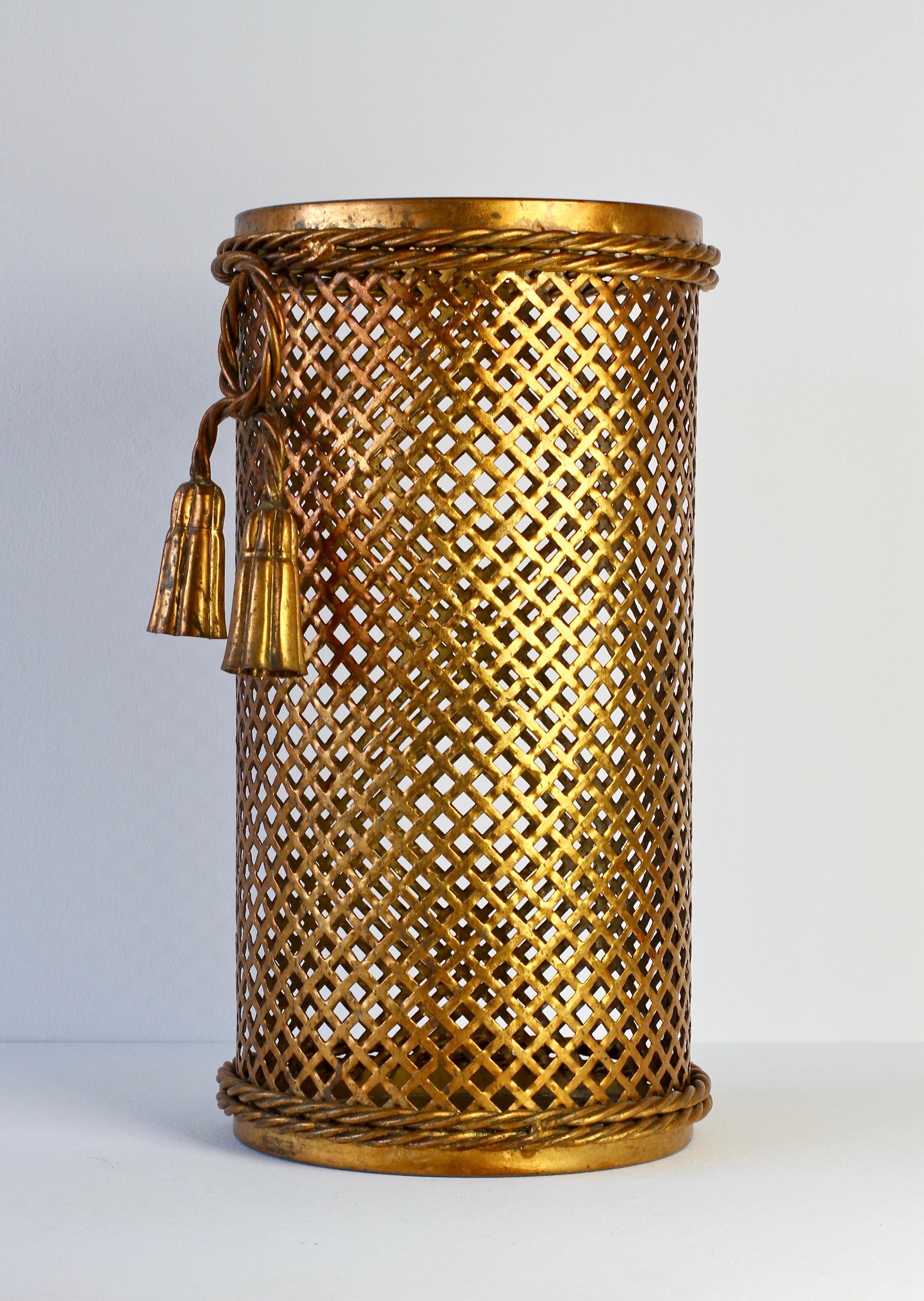 1950s Italian Hollywood Regency Gold Gilded Umbrella Stand or Waste Paper Basket 2