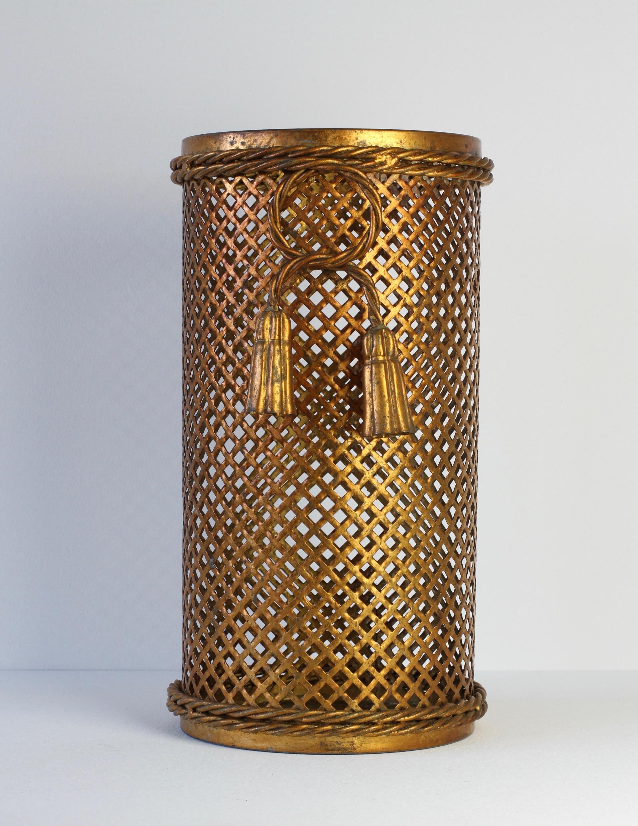 1950s Italian Hollywood Regency Gold Gilded Umbrella Stand or Waste Paper Basket 3