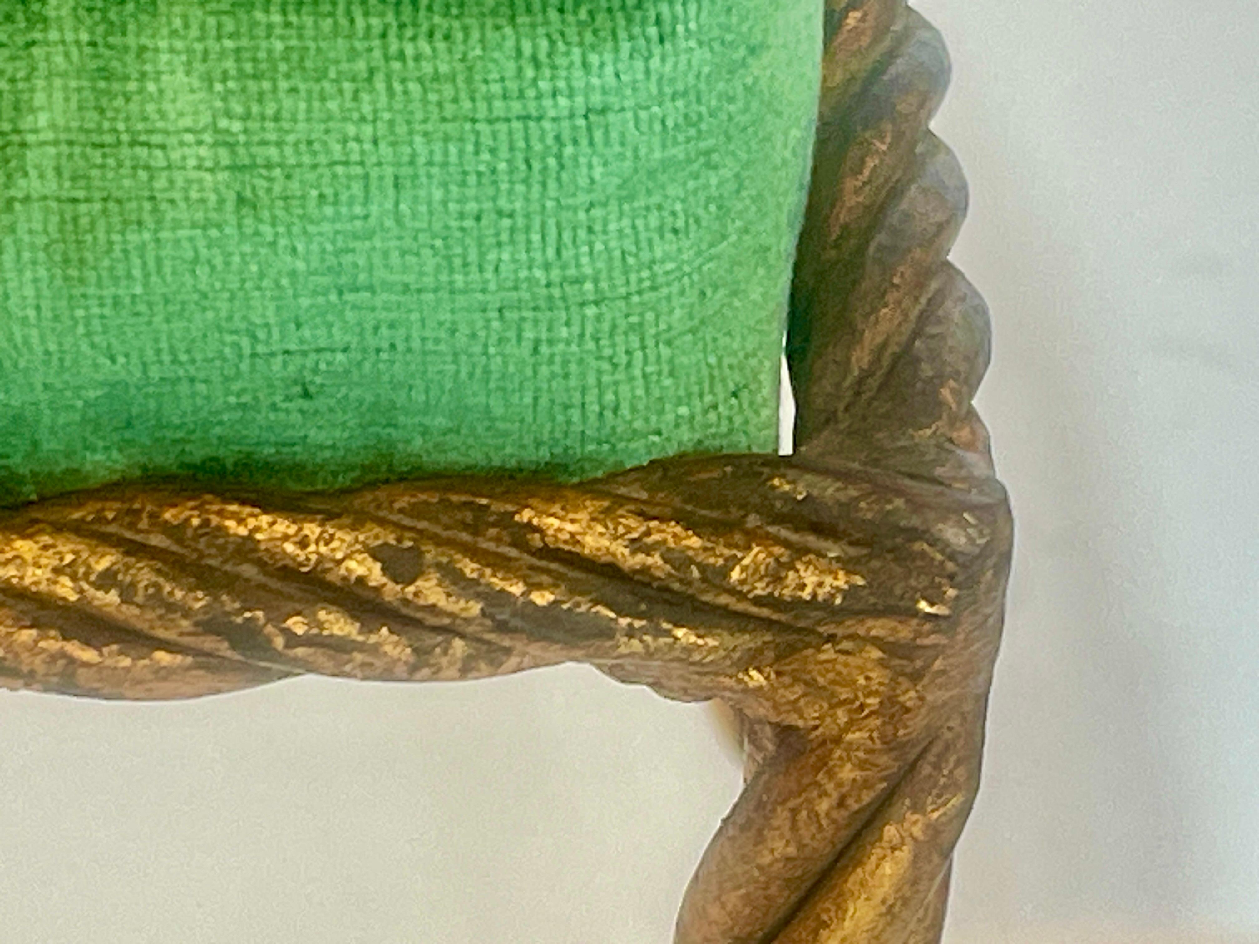 1950s Italian Hollywood Regency Rope & Tassel Gilt  Metal Stool For Sale 5