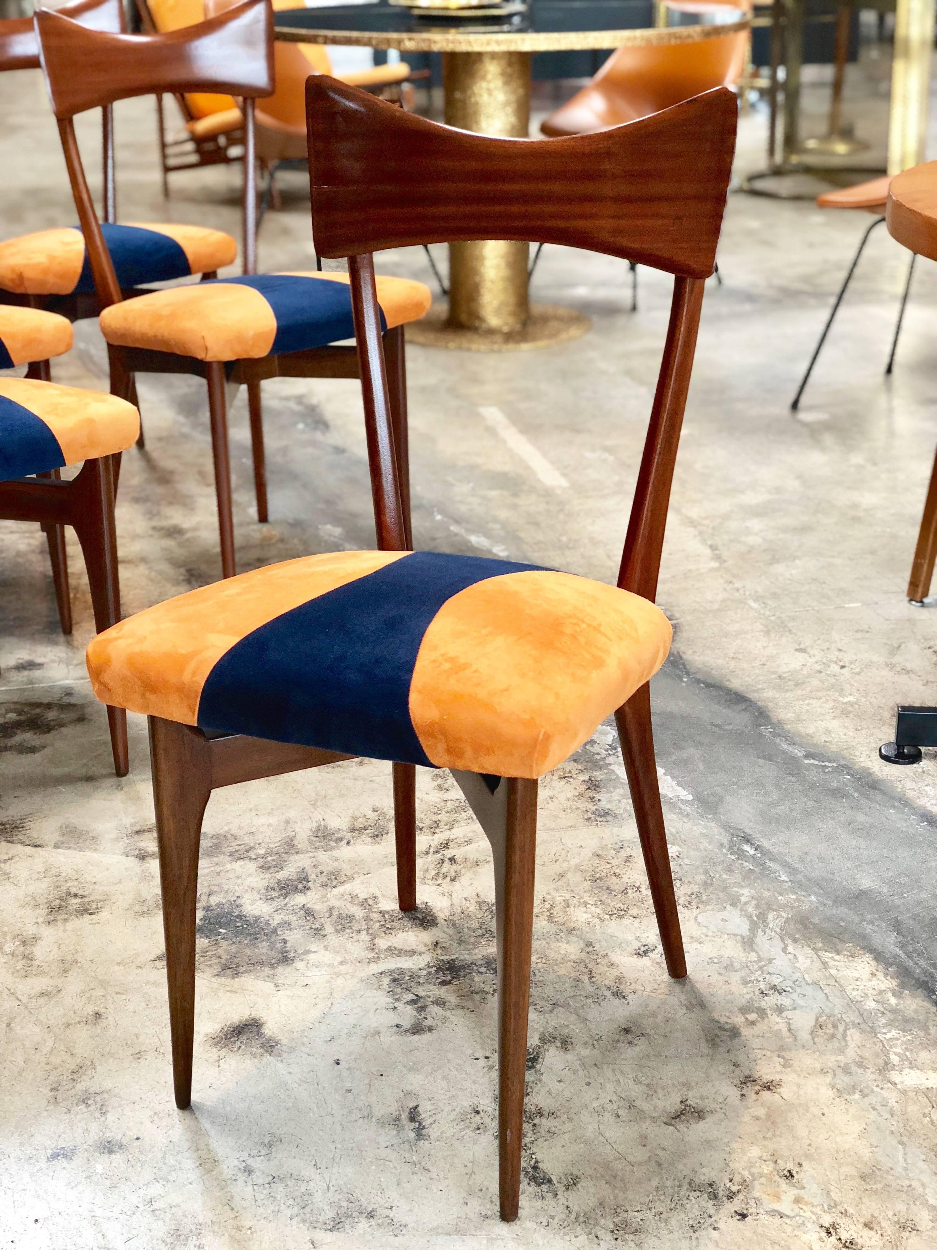 Mid-Century Modern 1950s Italian Ico Parisi Dining Chairs, Set of Six