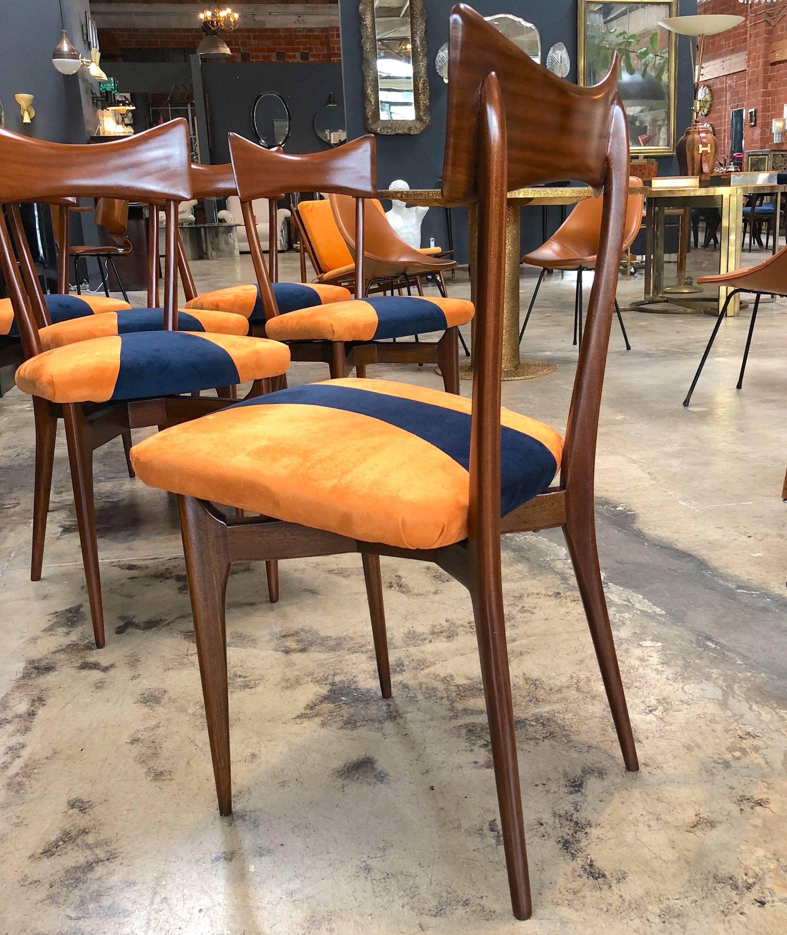 1950s Italian Ico Parisi Dining Chairs, Set of Six In Excellent Condition In Los Angeles, CA