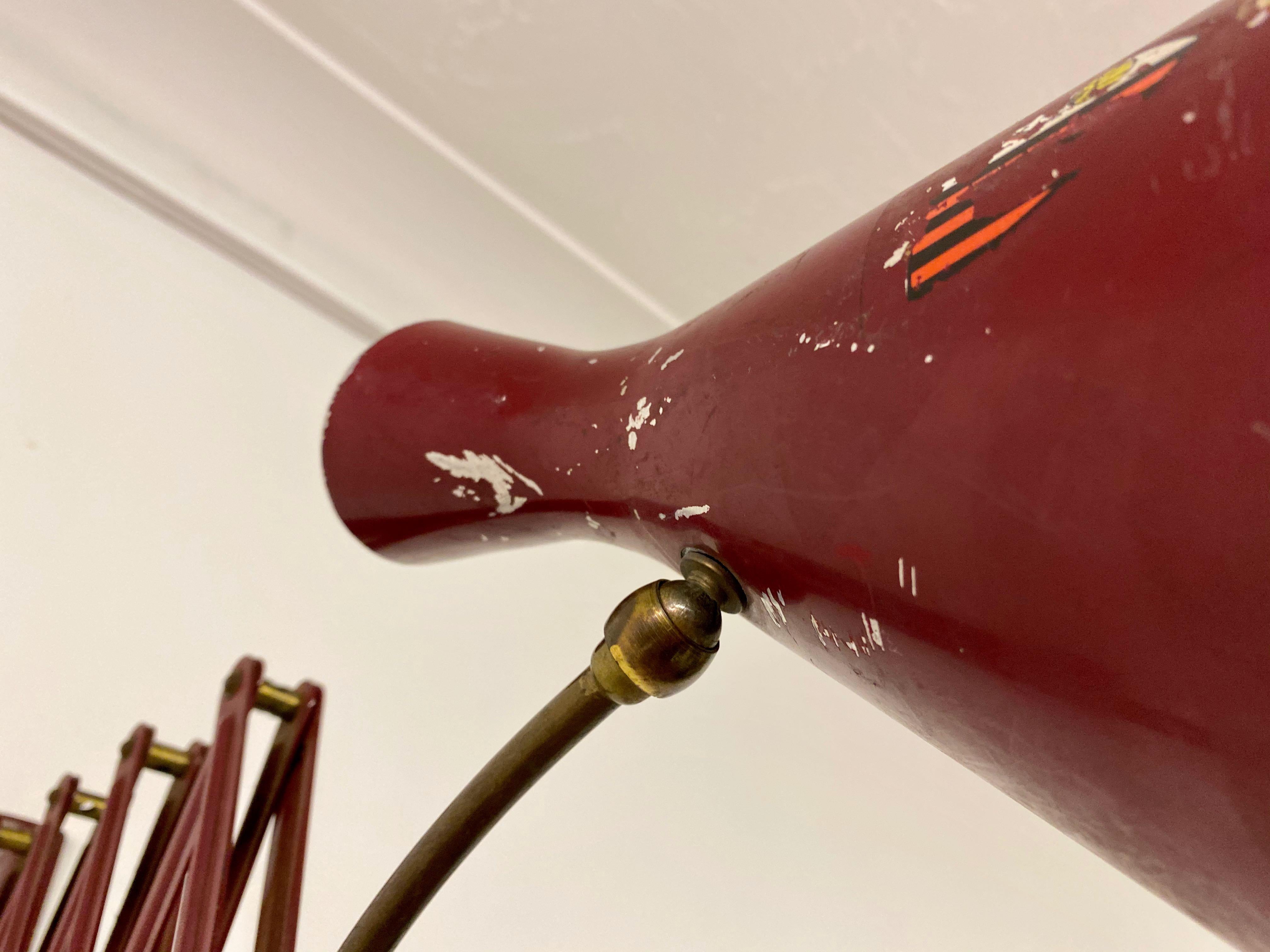1950s Italian Industrial Concertina Scissor Lamp in Red 5