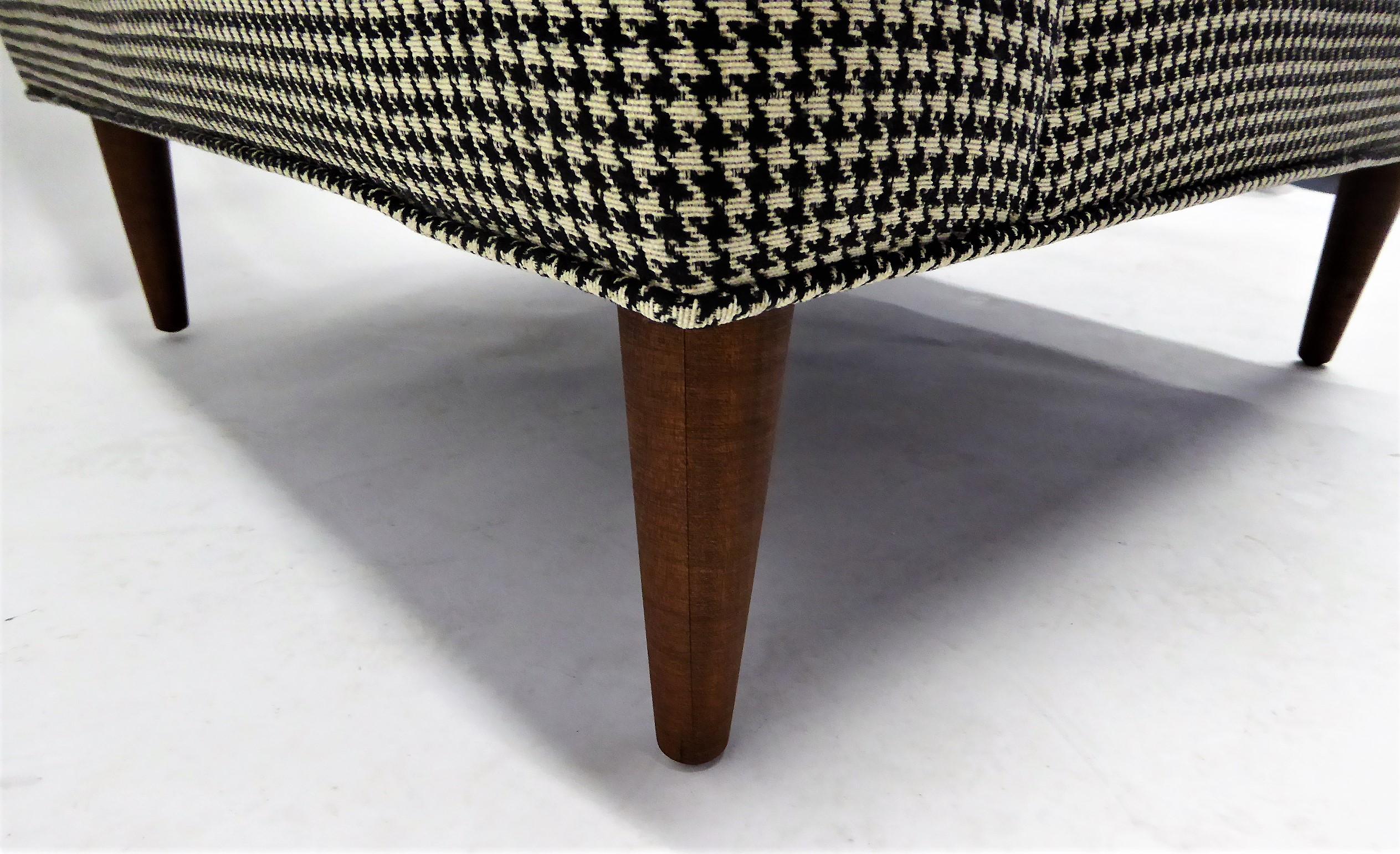 1950s Italian Inspired Lounge Chair in Black and White Houndstooth Fabric 5