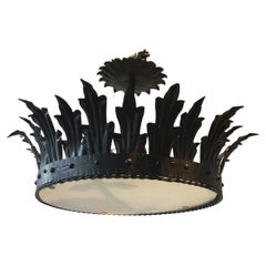 1950s Italian Iron Crown Chandelier Vintage 1950s Italian Iron Crown Chandelier