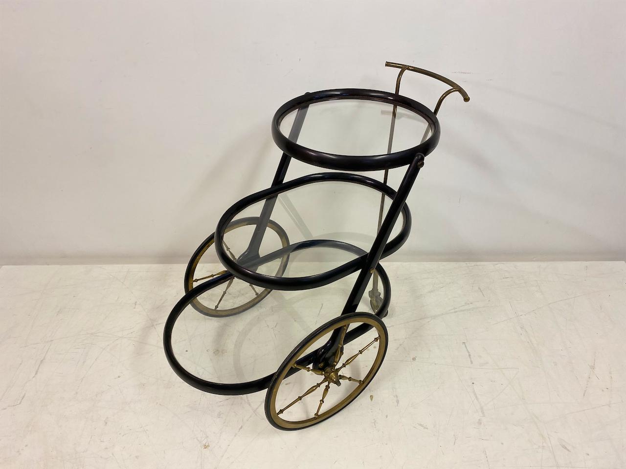 Mid-Century Modern 1950s Italian Lacquered Drinks Trolley or Bar Cart For Sale