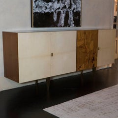 1950s Italian Lacquered Oak and Parchment Sideboard