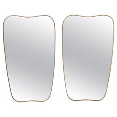 1950s Italian Large Modernist Shaped Brass Mirrors