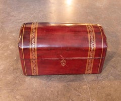 Italienische Schmuckschatulle aus Leder und Samt mit goldenen Akzenten aus den 1950er Jahren