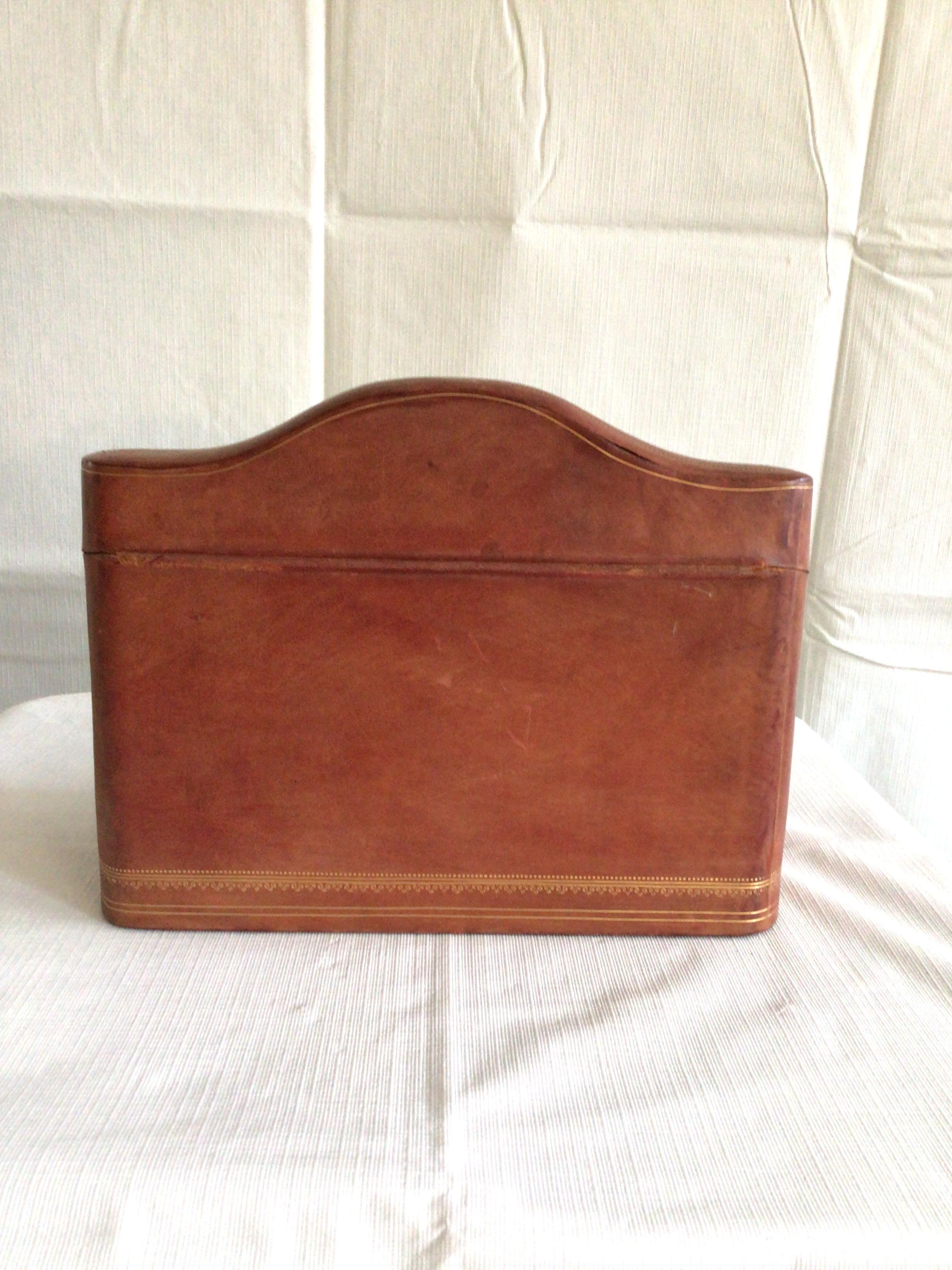 Mid-20th Century 1950s Italian Leather Letter Box