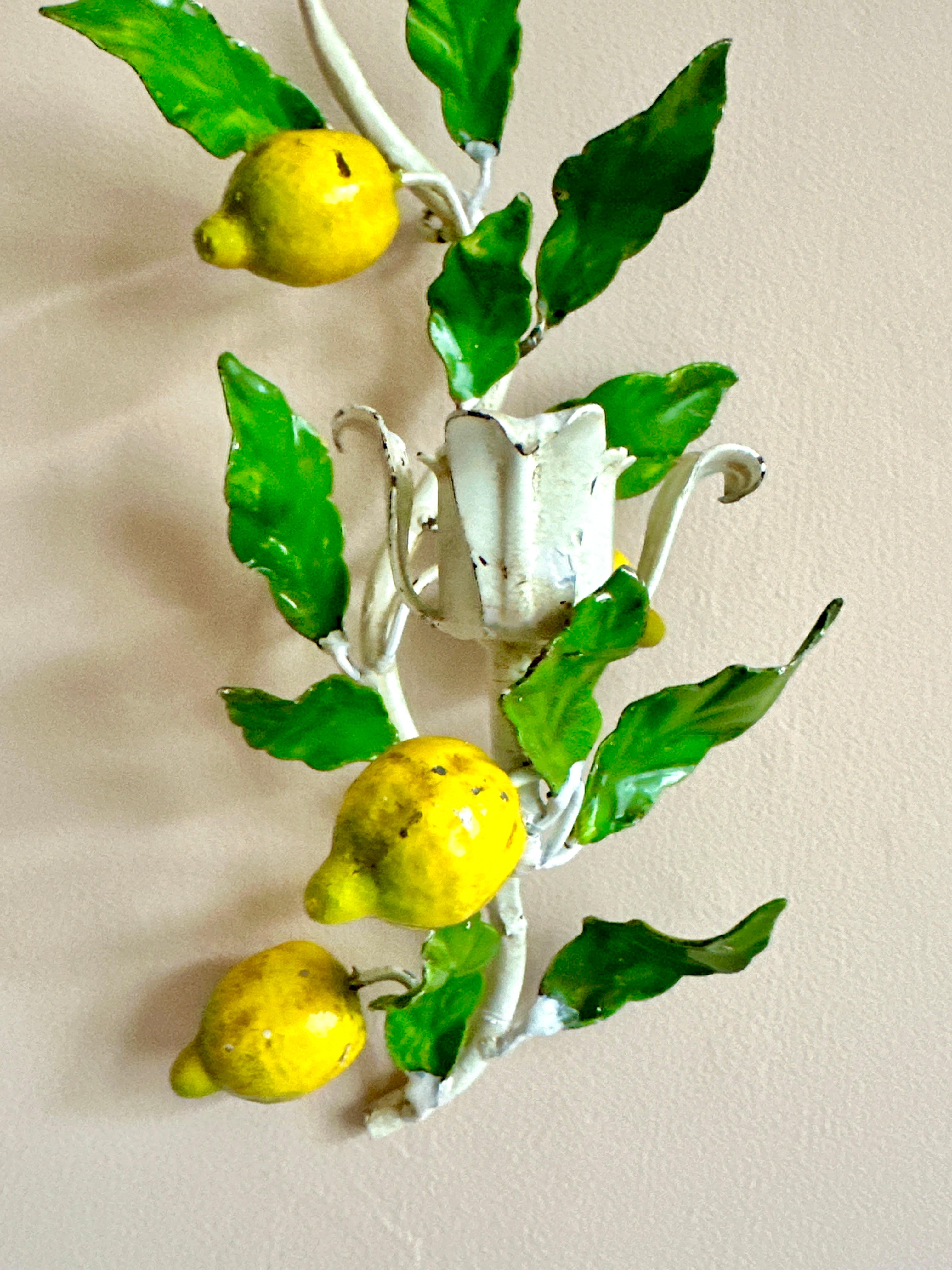 Tôle 1950s Italian Lemon Tole Candleholders