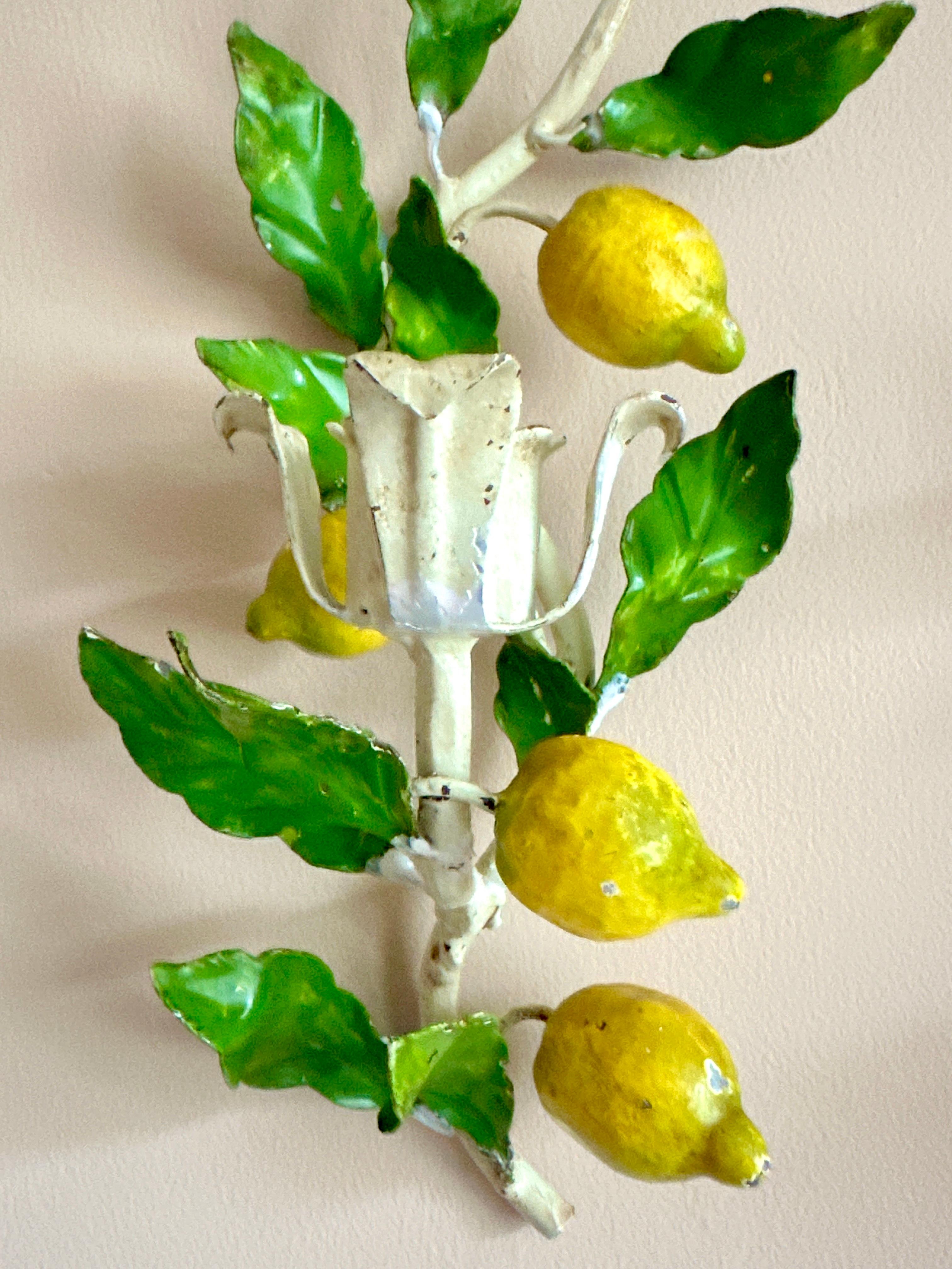 1950s Italian Lemon Tole Candleholders 1