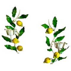 1950s Italian Lemon Tole Candleholders