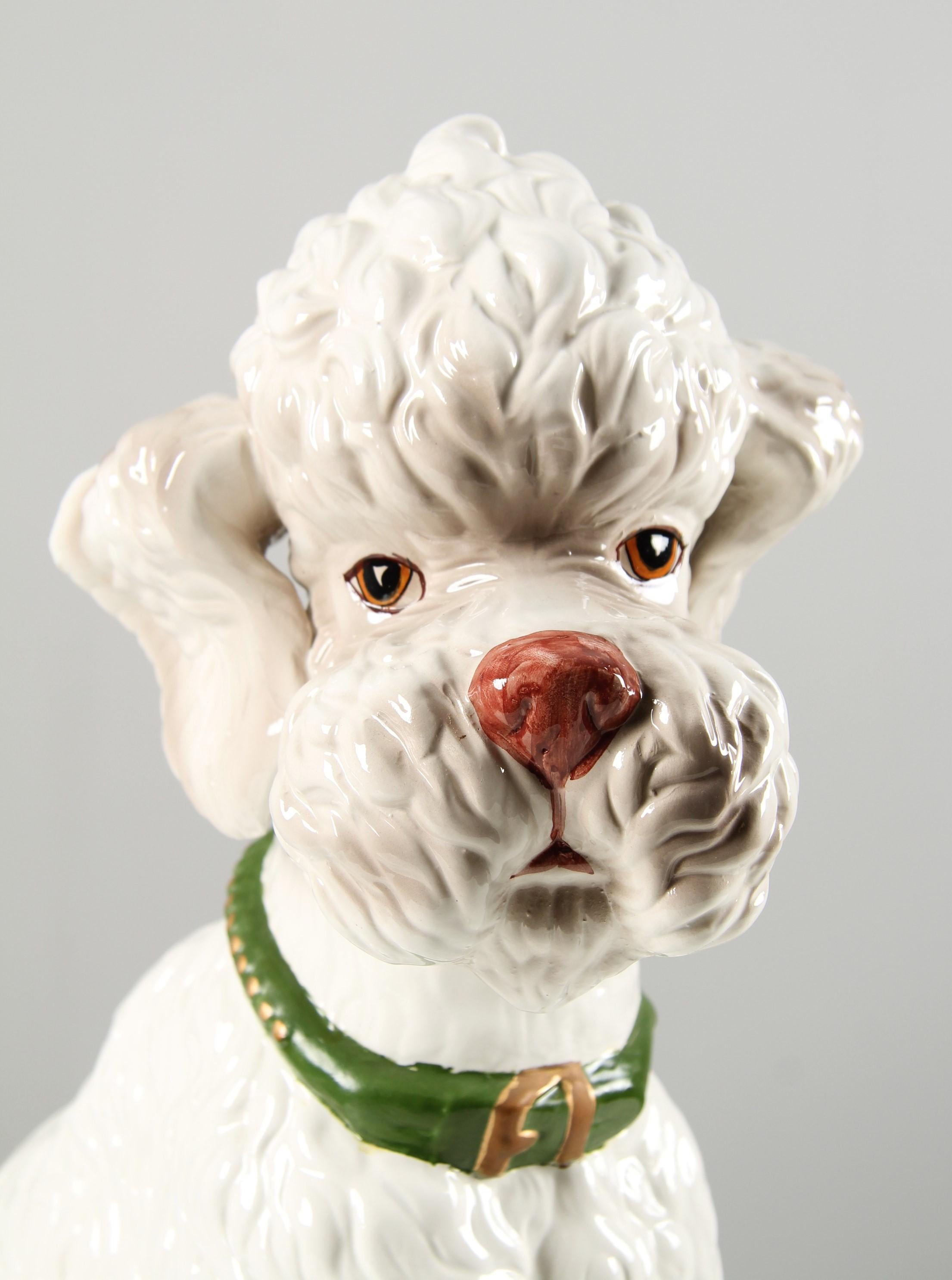 Caniche italiano de cerámica a tamaño natural de los años 50 en Excelente estado para la venta en Greven, DE