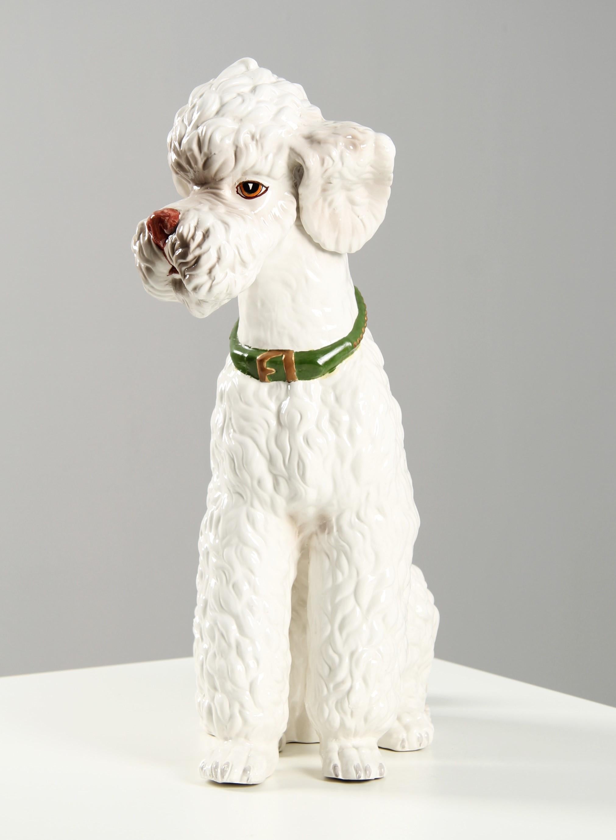 Caniche italiano de cerámica a tamaño natural de los años 50 Cerámico en venta