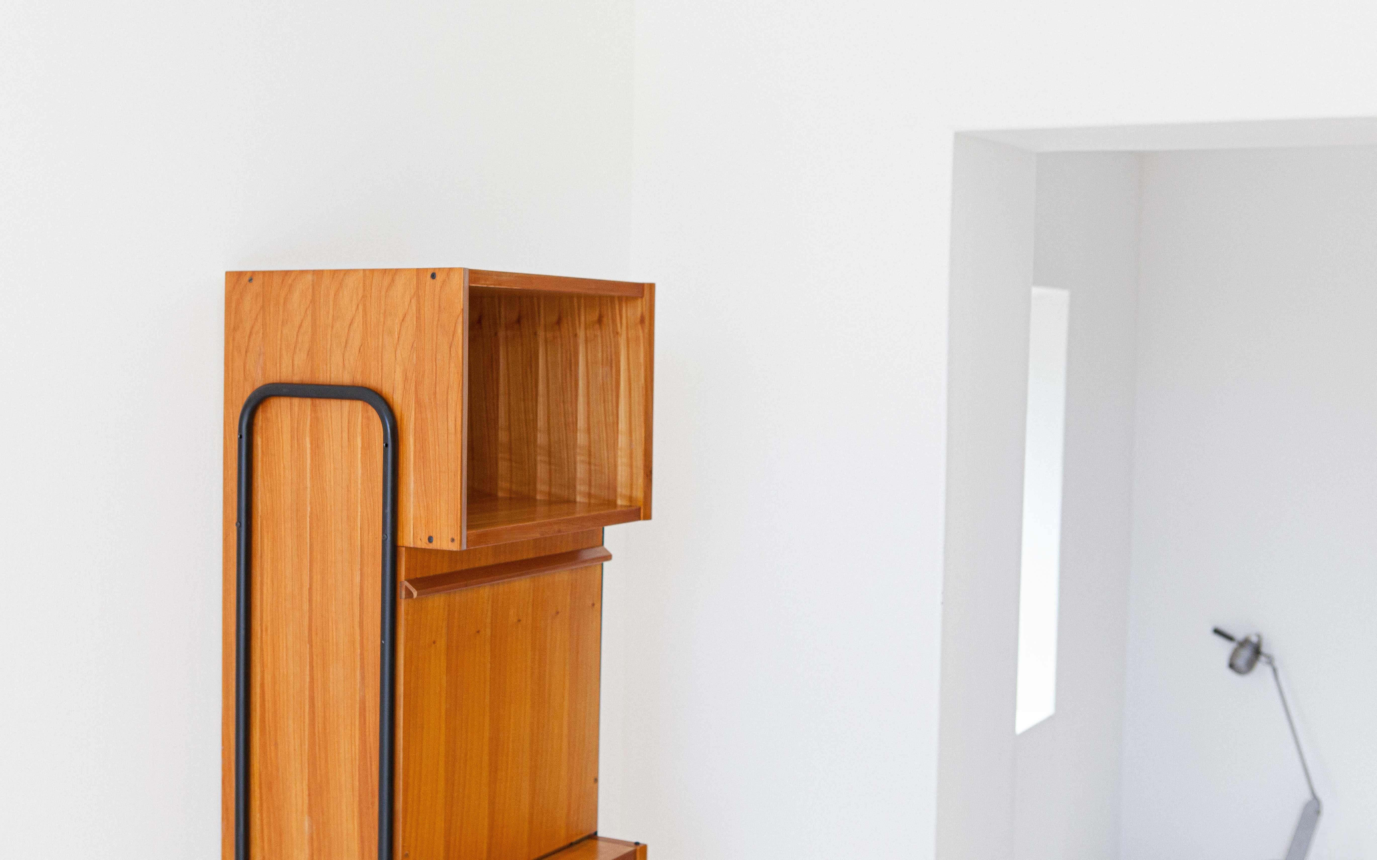 1950s Italian Light Wood and Iron Highboard Cabinet 1