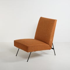 1950s Italian Lounge Chair with Original Upholstery and Black-Lacquered Metal