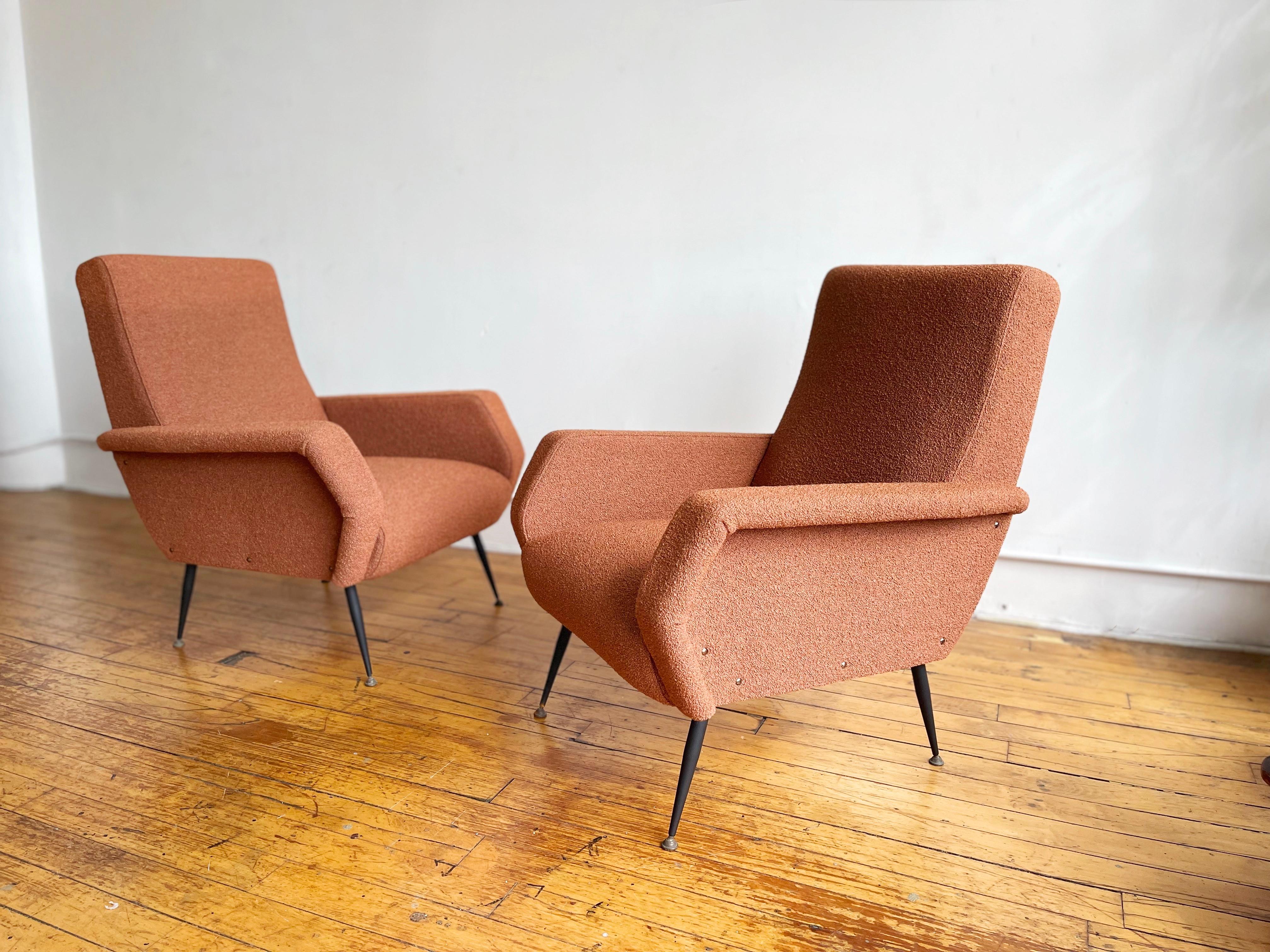 20th Century 1950s, Italian Accent Chair Designed by Giuseppe Rossi Newly Upholstered Boucle