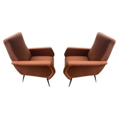 1950s, Italian Lounge Chairs Designed by Giuseppe Rossi Newly Upholstered Boucle