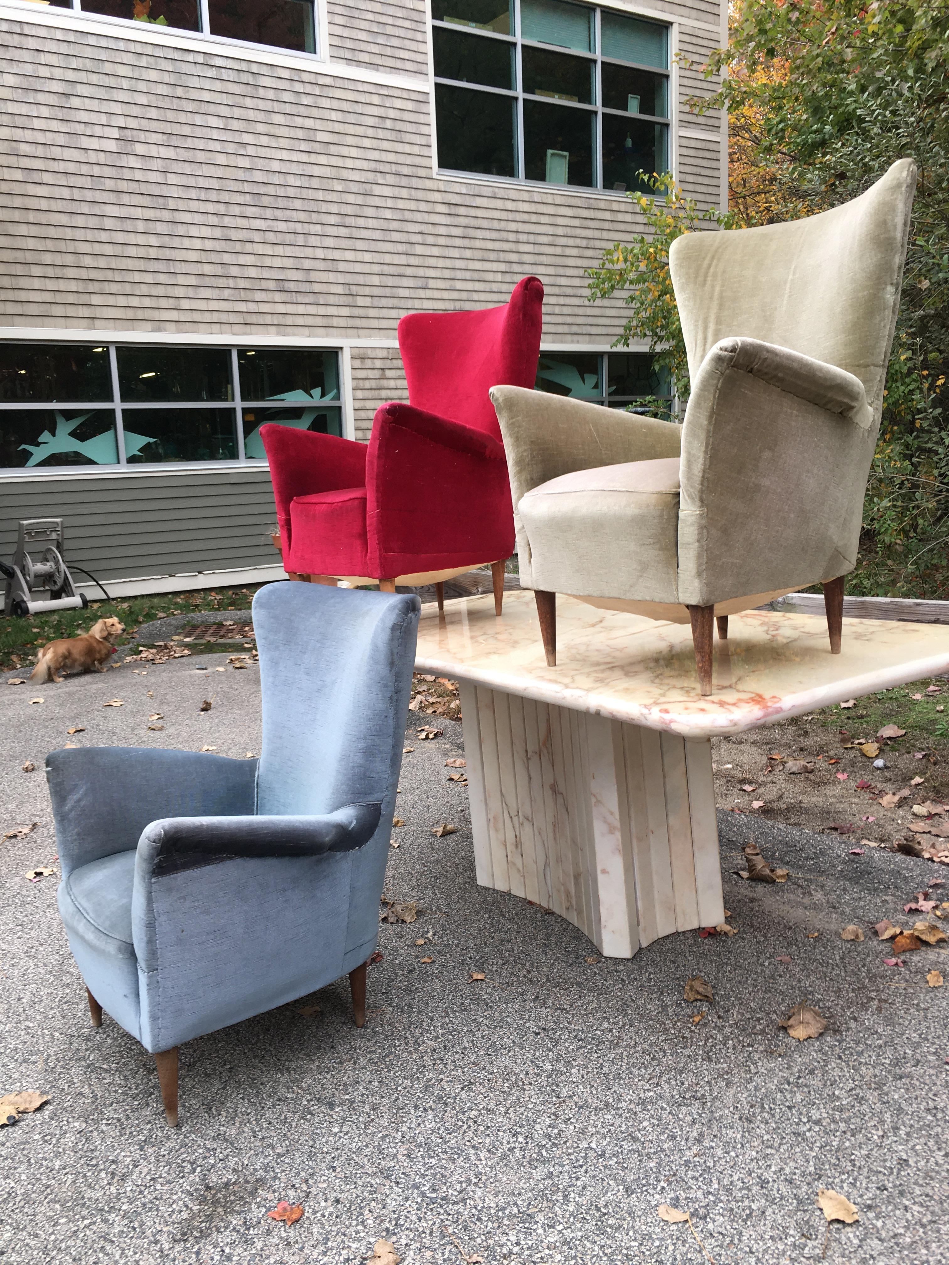 1950s Italian Lounge Chairs for Reupholstering For Sale 11