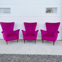 1950's Italian Lounge Chairs in Fuschia Velvet