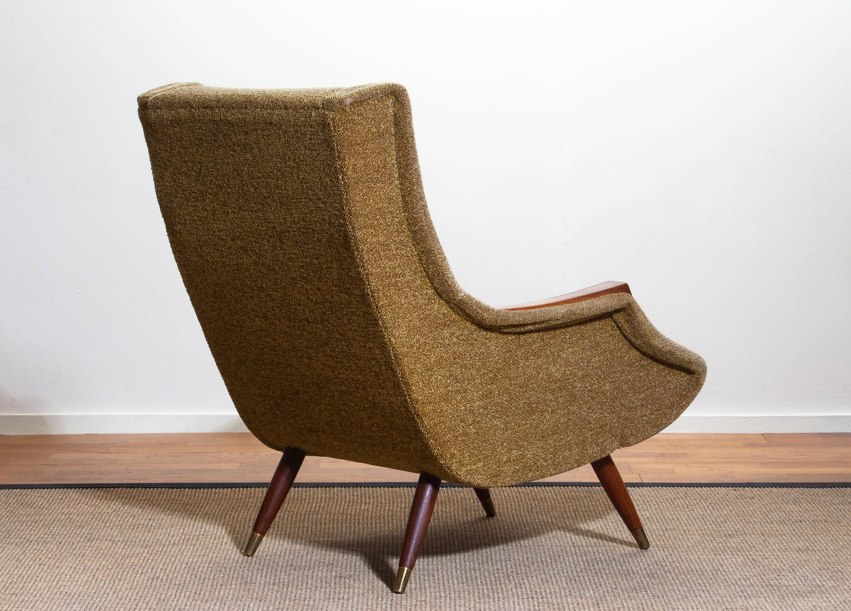 Chenille 1950s, Italian Lounge or Easy Chair by Aldo Morbelli for Isa Bergamo
