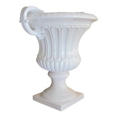 1950s Italian Made Oversized Ornamental White Glazed Urn by Tomaso Barbi